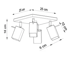 LED Deckenspot Schwarz MERIDA - 4 x GU10 Fassung - exkl. LED's