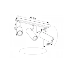 LED Deckenspot Weiß DIREZIONE - 3 x GU10 Fassung - exkl. LED's