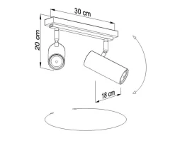 LED Deckenspot Weiß DIREZIONE - 2 x GU10 Fassung - exkl. LED's