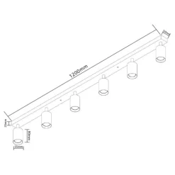 LED Deckenspot Weiß - 6 verstellbare GU10 Fassungen für LED Spots - exkl. LED Spot