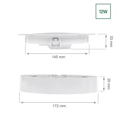 LED Downlight 12 W – 4000 K – Ø 170 mm – Aufbau & Einbau