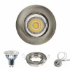LED Einbaustrahler dimmbar GU10 komplett - rund - Ø 80mm - IP20 - 5.5W - Edelstahl - Lichtfarbe optional - 230V