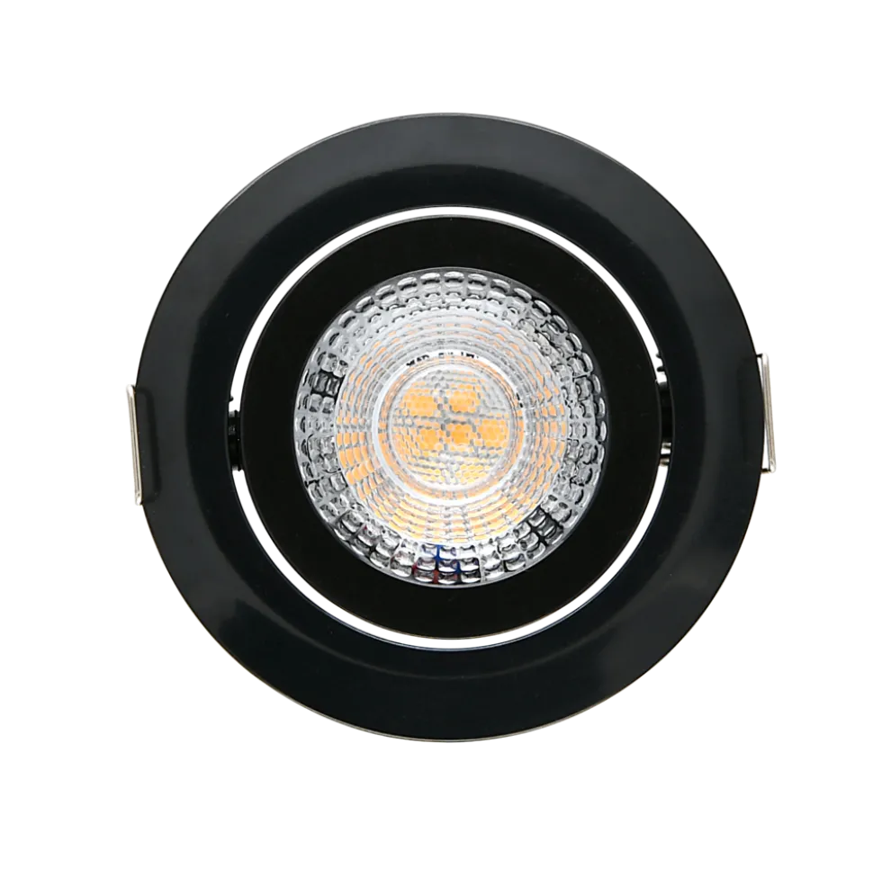 LED Einbaustrahler dimmbar Schwarz - 5W entspricht 45W - 3000K Warmweiß - Sägegröße 74mm