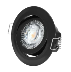LED Einbaustrahler dimmbar Schwarz - 5W entspricht 45W - 3000K Warmweiß - Sägegröße 74mm