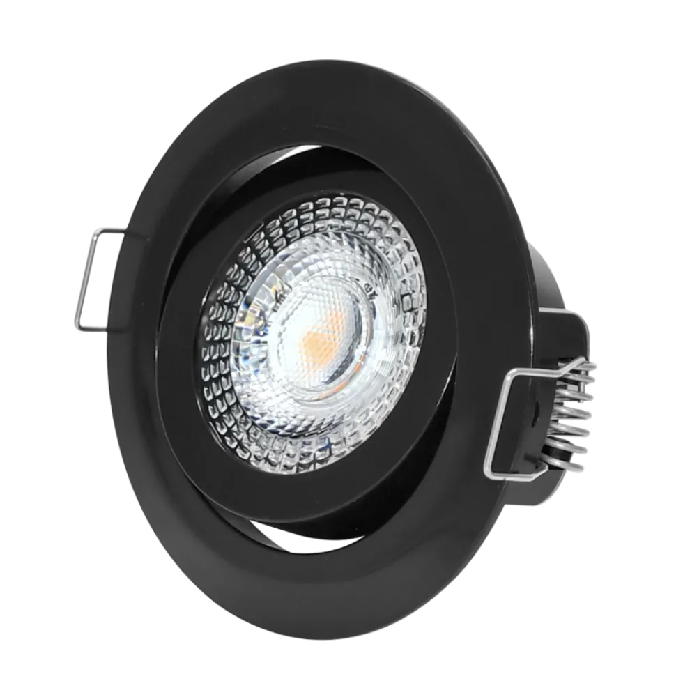 LED Einbaustrahler dimmbar Schwarz - 5W entspricht 45W - 3000K Warmweiß - Sägegröße 74mm