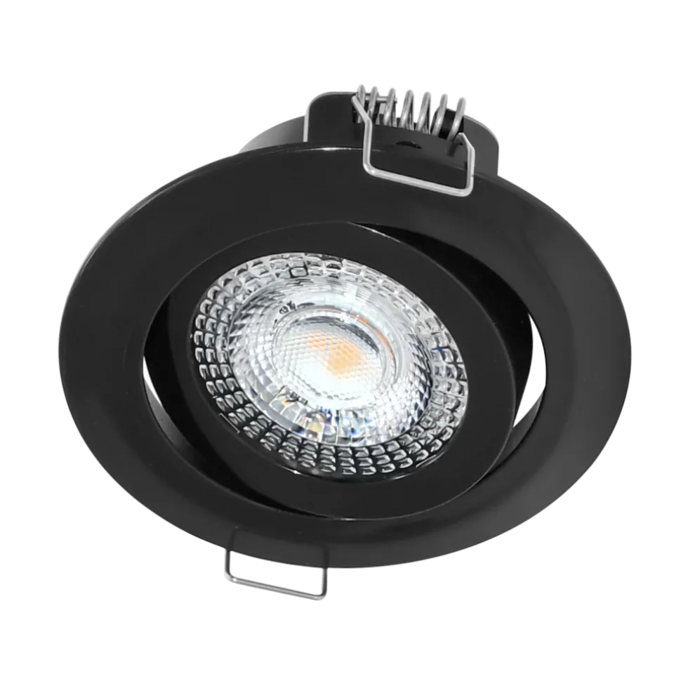 LED Einbaustrahler dimmbar Schwarz - 5W entspricht 45W - 3000K Warmweiß - Sägegröße 74mm