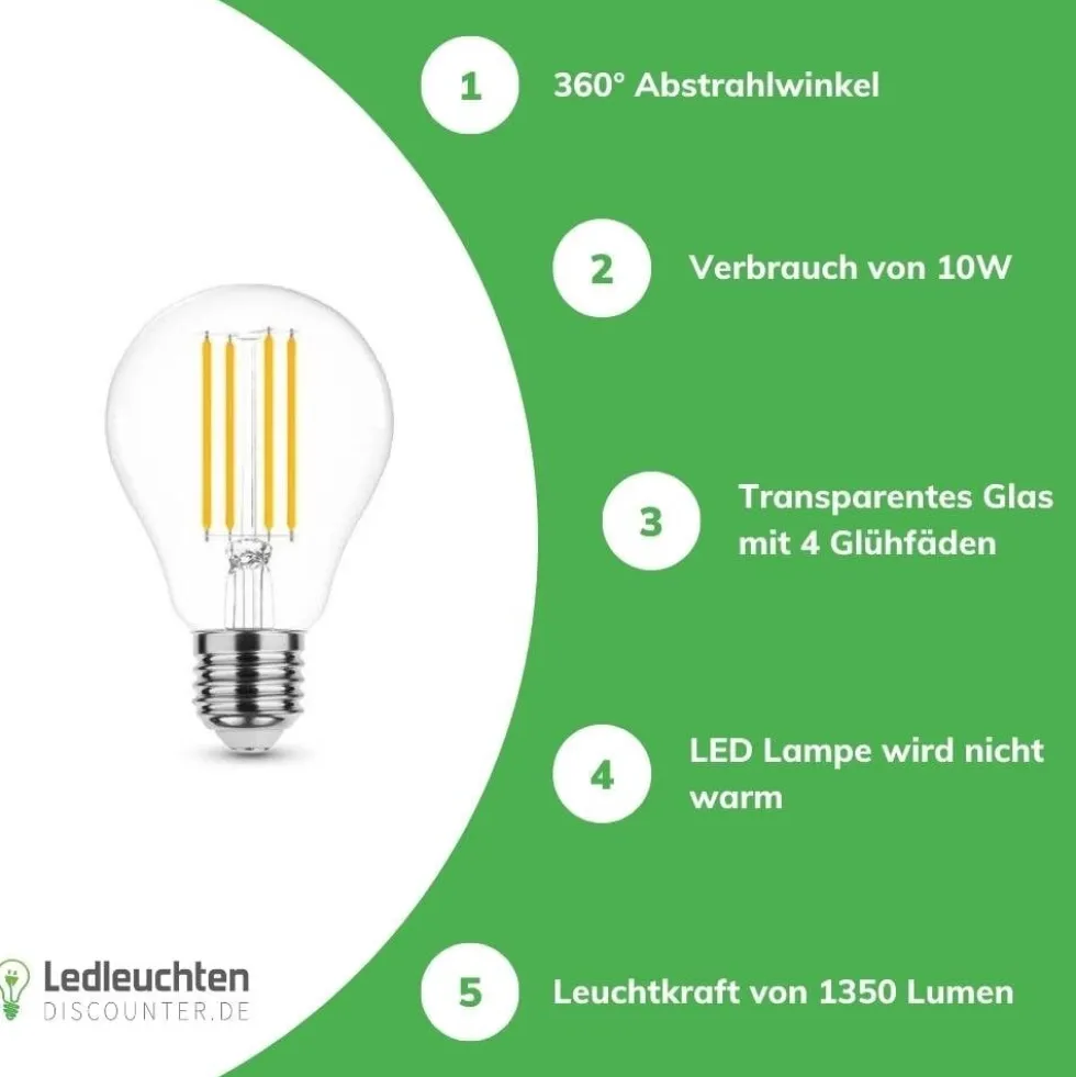 LED Fadenlampe dimmbar - E27 A67 10W - 2700K Warmweiß