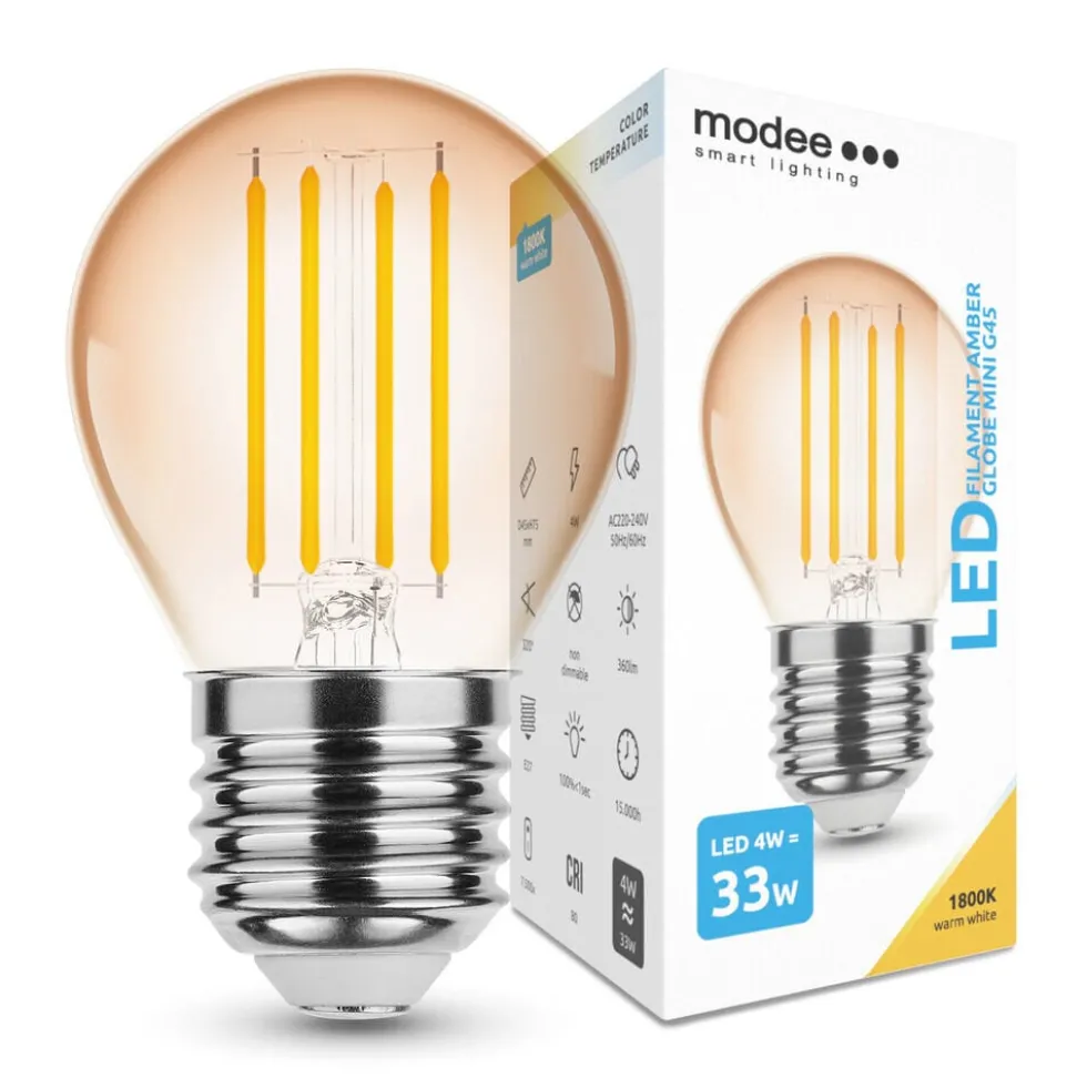LED Fadenlampe E27 - G45 - 4W entspricht 33W - 1800K extra Warmweiß