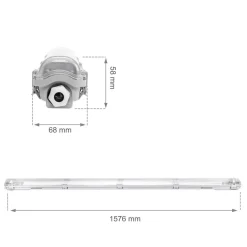LED-Feuchtraumleuchte IP65 T8/G13 - 150cm Grau | 1- oder 2-Fassungen für 150cm LED Röhren Universal | IK10 Wannenleuchte