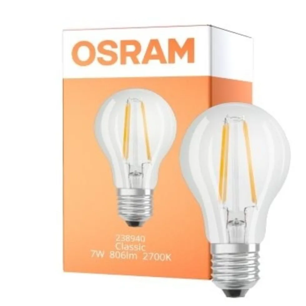 LED-Filamentlampe klar E27-7 W 806 lm 827 mm sehr warmweiß 3-stufig dimmbar