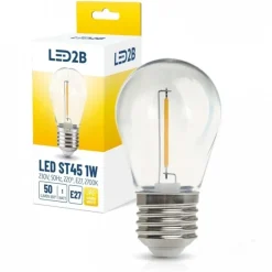 LED-Glühfadenlampe, Kugelform ST45 – E27-Fassung – 1 W – 2700 K, warmweißes Licht