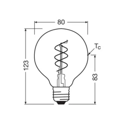 LED-Glühlampe mit Kugelform, E27 G80 klar dimmbar 7,2 W 806 lm, 2700 K