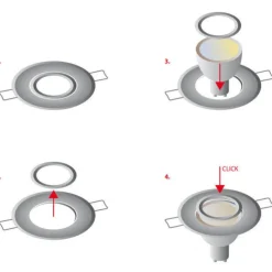 LED GU11 / MR11 Strahler Einbaurahmen 35mm - Schwarz rund - wasserdicht IP44 - Sägegröße 45mm - Außengröße 55mm