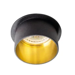 LED GU10 Strahler Einbaurahmen Schwarz Gold rund - für 1 LED GU10 Spot