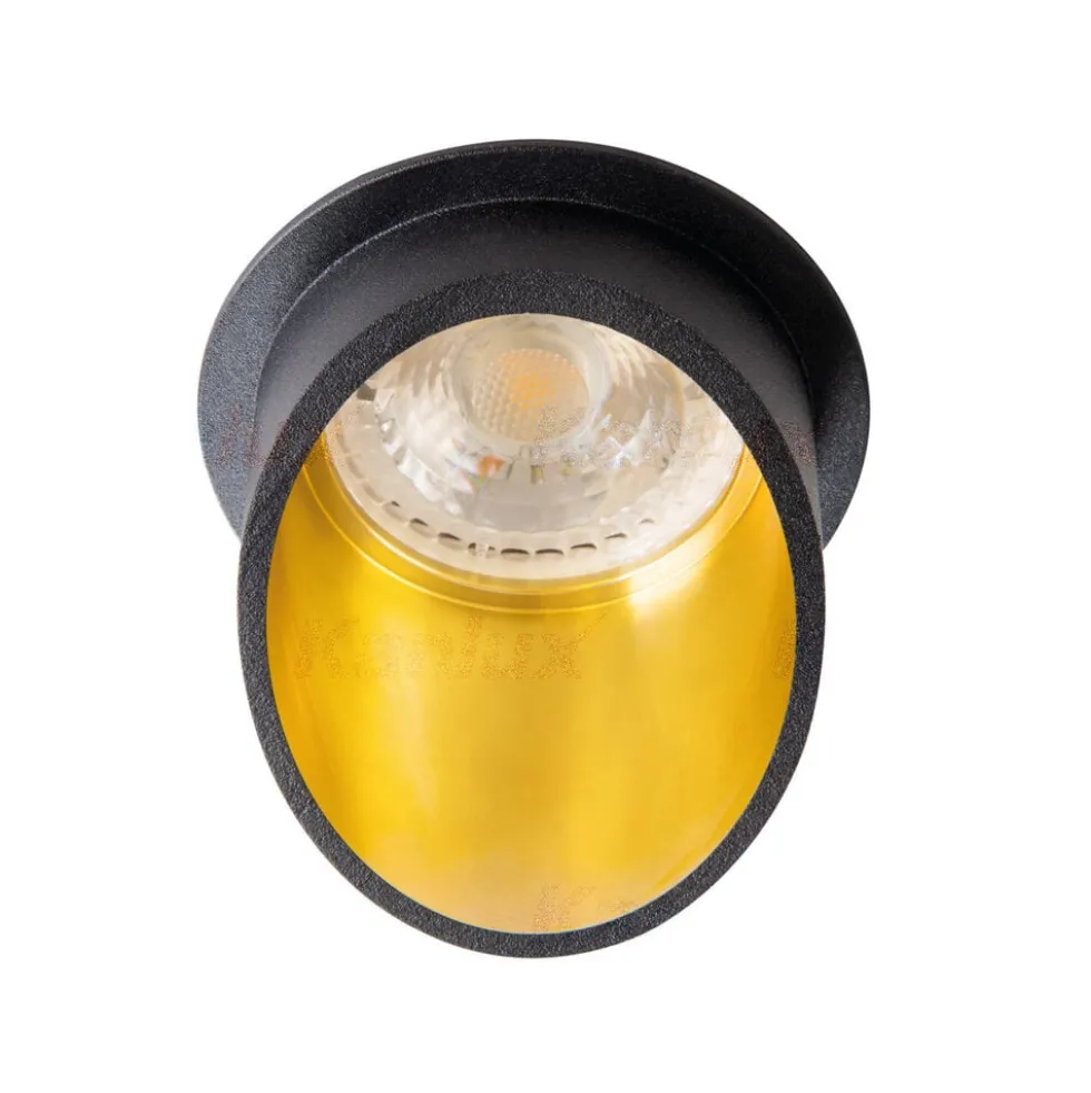 LED GU10 Strahler Einbaurahmen Schwarz Gold rund - für 1 LED GU10 Spot