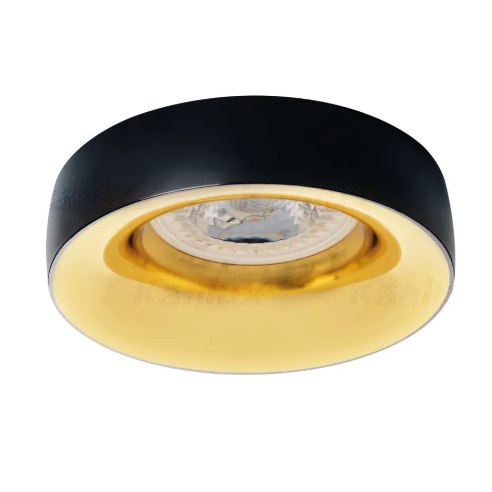 LED GU10 Strahler Einbaurahmen Schwarz Gold rund - für 1 LED GU10 Spot