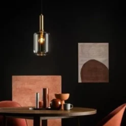 LED Hanglamp JOANET mat goud - E27 fitting - Fumé