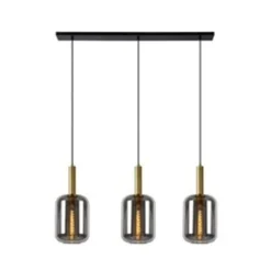 LED Hanglamp JOANNET zwart - 3x E27 fitting - Fumé
