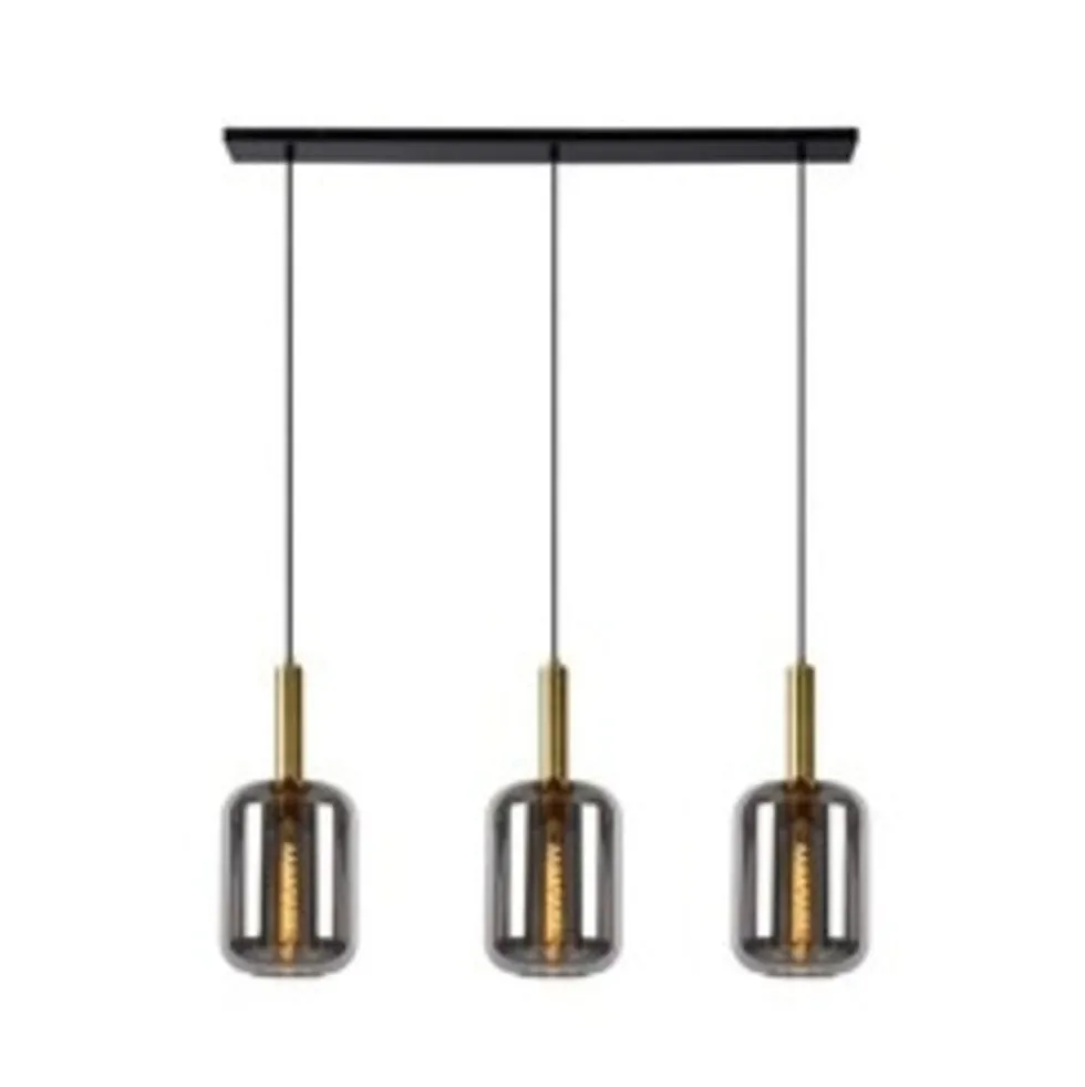 LED Hanglamp JOANNET zwart - 3x E27 fitting - Fumé