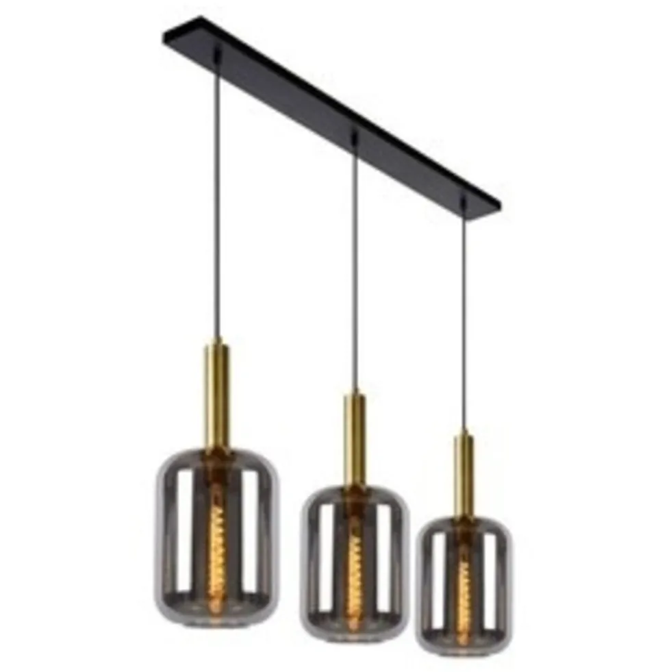LED Hanglamp JOANNET zwart - 3x E27 fitting - Fumé