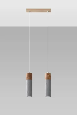 LED Hängeleuchte Beton Holz ZANE - 2 x GU10 Fassung - exkl. LED's