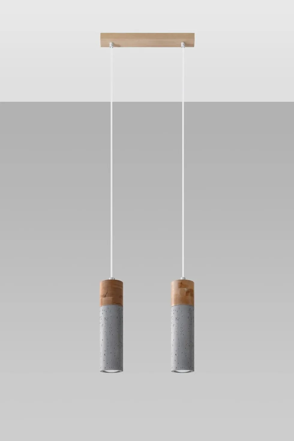 LED Hängeleuchte Beton Holz ZANE - 2 x GU10 Fassung - exkl. LED's
