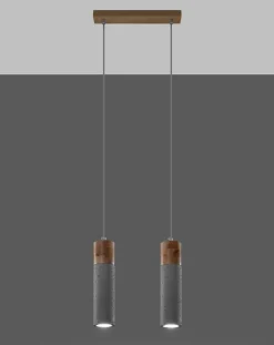 LED Hängeleuchte Beton Holz ZANE - 2 x GU10 Fassung - exkl. LED's