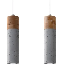LED Hängeleuchte Beton Holz ZANE - 2 x GU10 Fassung - exkl. LED's