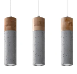 LED Hängeleuchte Beton Holz ZANE - 3 x GU10 Fassung - exkl. LED's