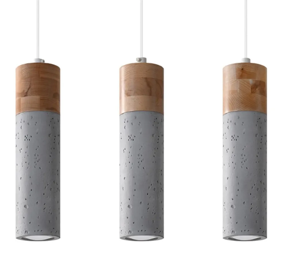 LED Hängeleuchte Beton Holz ZANE - 3 x GU10 Fassung - exkl. LED's