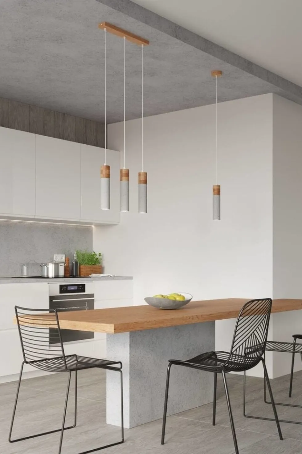 LED Hängeleuchte Beton Holz ZANE - 3 x GU10 Fassung - exkl. LED's