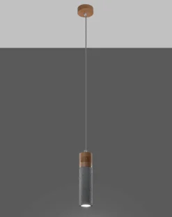 LED Hängeleuchte Beton Holz ZANE - 1 x GU10 Fassung - exkl. LED's