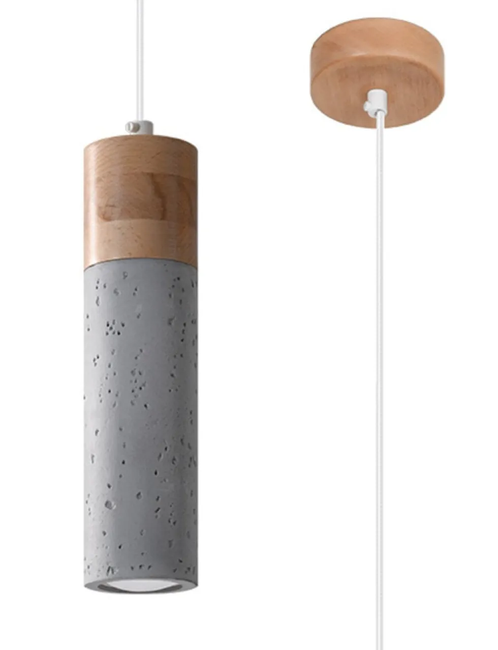 LED Hängeleuchte Beton Holz ZANE - 1 x GU10 Fassung - exkl. LED's