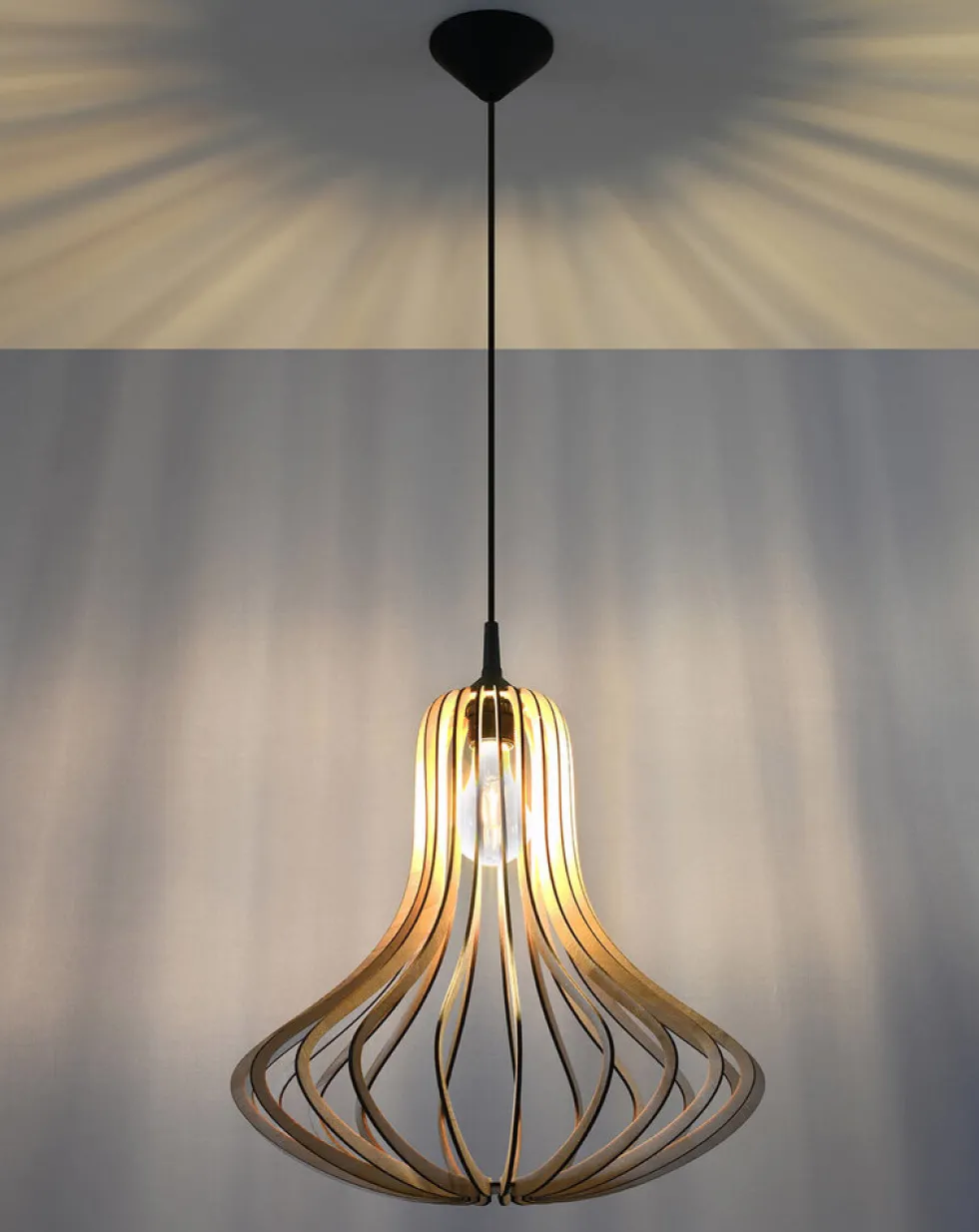 LED Hängeleuchte Holz ELZA - 1 x E27 Fassung - exkl. LED's
