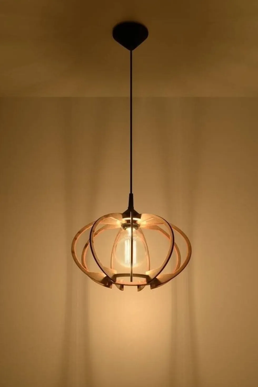 LED Hängeleuchte Holz MANDELINO - 1 x E27 Fassung - exkl. LED's