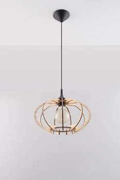 LED Hängeleuchte Holz MANDELINO - 1 x E27 Fassung - exkl. LED's