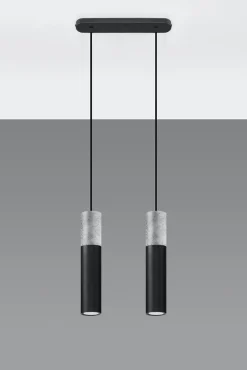 LED Hängeleuchte Schwarz Beton BORGIO - 2 x GU10 Fassung - exkl. LED's