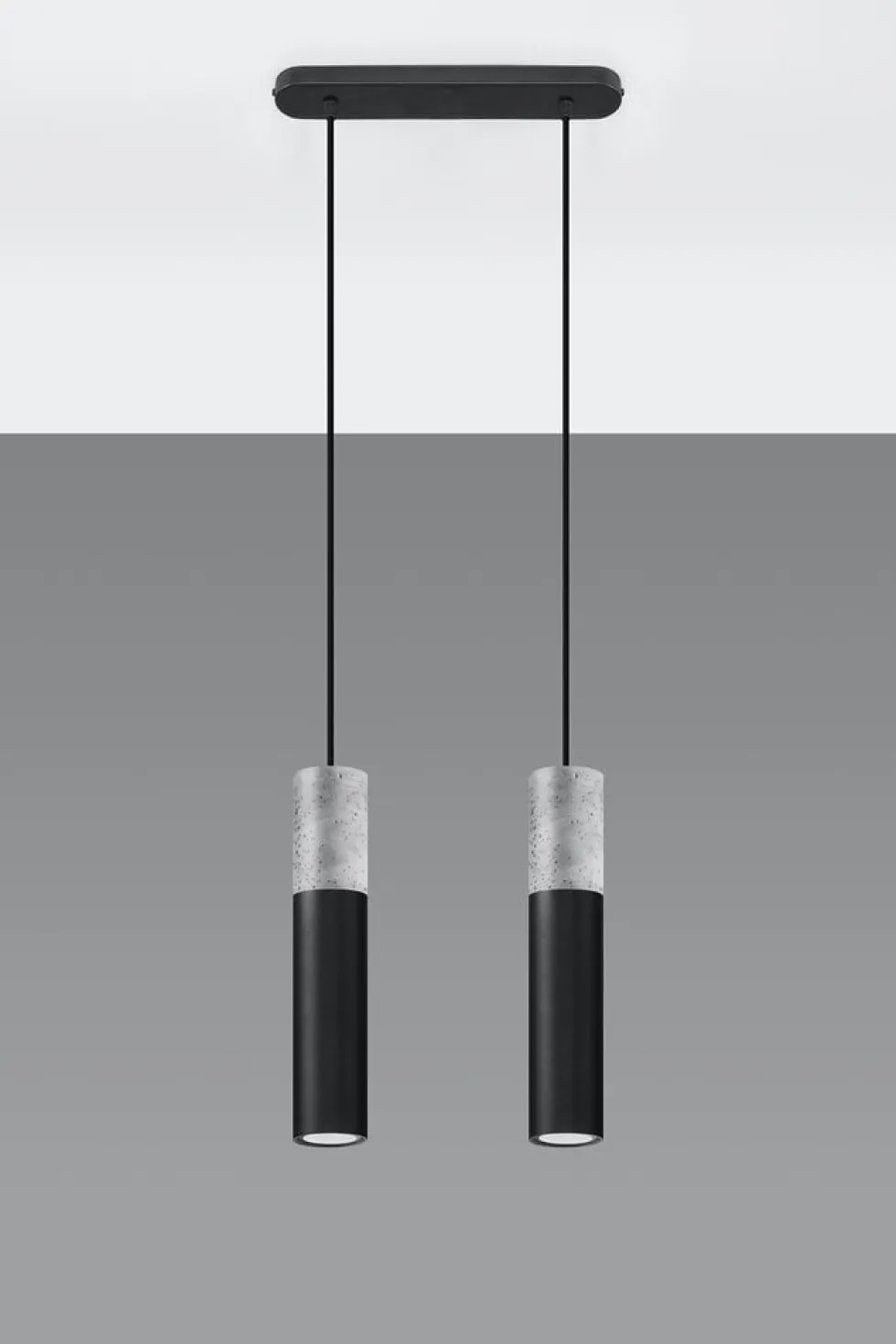 LED Hängeleuchte Schwarz Beton BORGIO - 2 x GU10 Fassung - exkl. LED's
