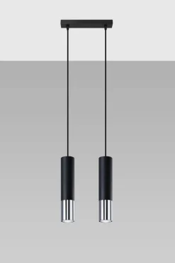 LED Hängeleuchte Schwarz Chrom LOOPEZ - 2 x GU10 Fassung - exkl. LED's