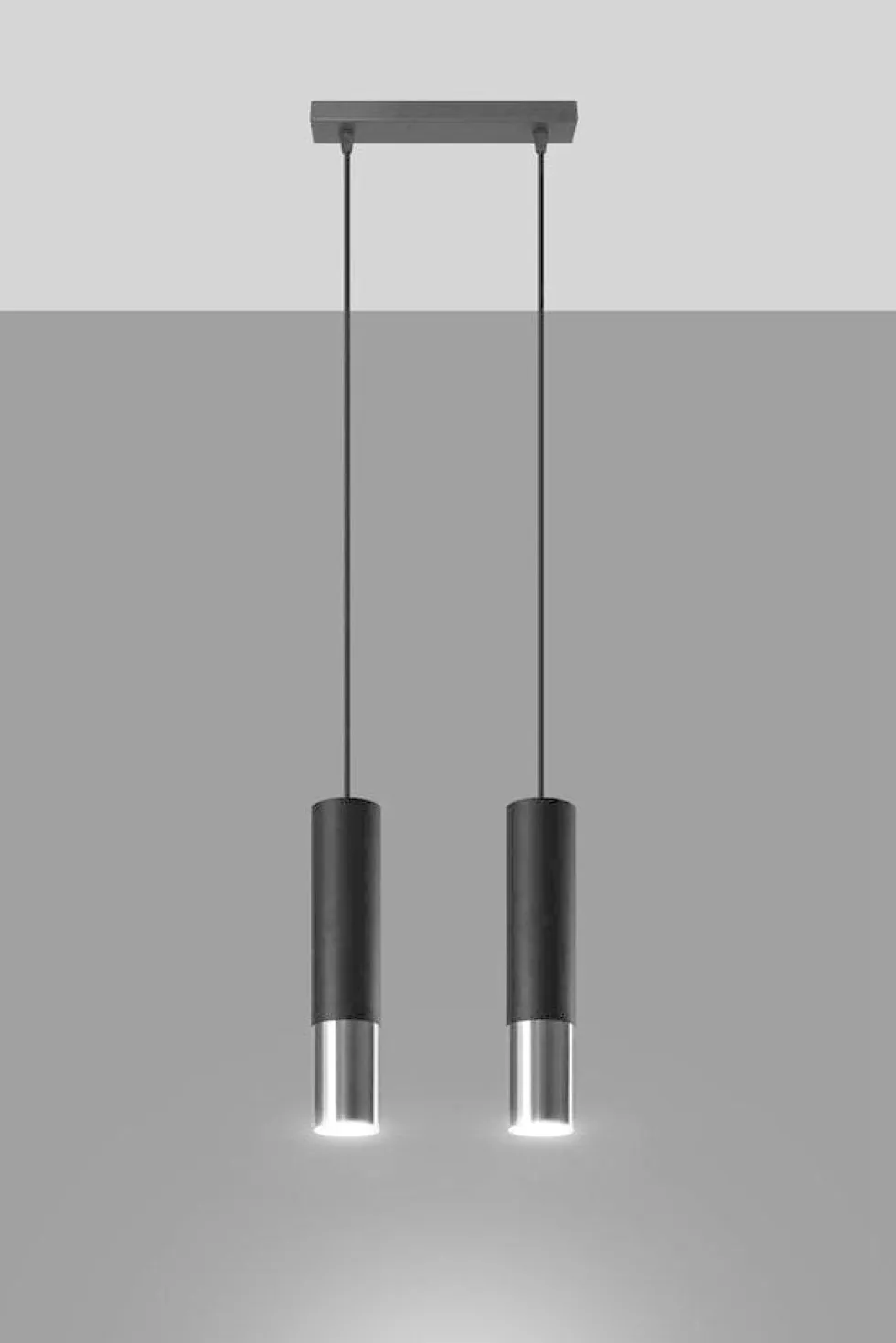 LED Hängeleuchte Schwarz Chrom LOOPEZ - 2 x GU10 Fassung - exkl. LED's