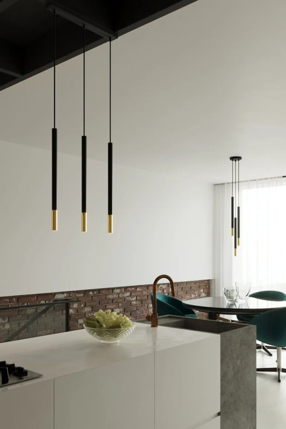 LED Hängeleuchte Schwarz Gold MOZAICA - 3 x G9 Fassung - exkl. LED's