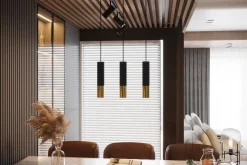 LED Hängeleuchte Schwarz Gold LOOPEZ - 1 x GU10 Fassung - exkl. LED's