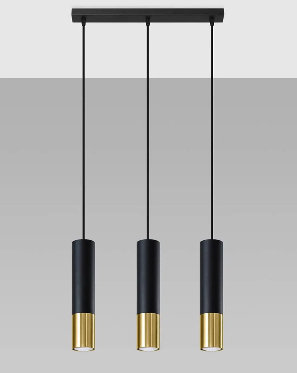LED Hängeleuchte Schwarz Gold LOOPEZ - 3 x GU10 Fassung - exkl. LED's