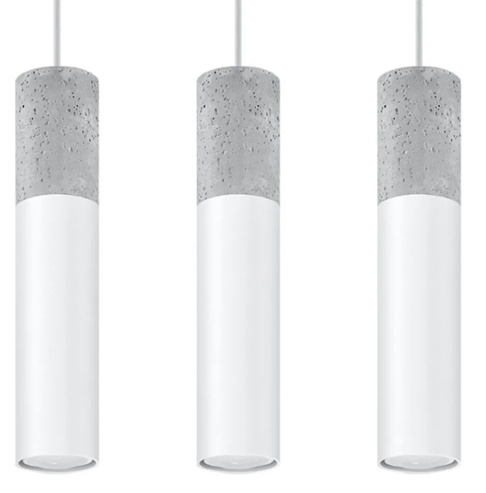 LED Hängeleuchte Weiß Beton BORGIO - 3 x GU10 Fassung - exkl. LED's