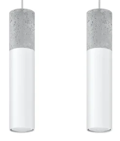 LED Hängeleuchte Weiß Beton BORGIO - 2 x GU10 Fassung - exkl. LED's