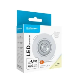 LED inbouwspot Wit- 4,8W - 420lm - 4000K - Kantelbaar - Niet Dimbaar - D80xH32mm