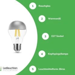 LED Kopfspiegel Fadenlampe - E27 A60 4W - 2700K Warmweiß