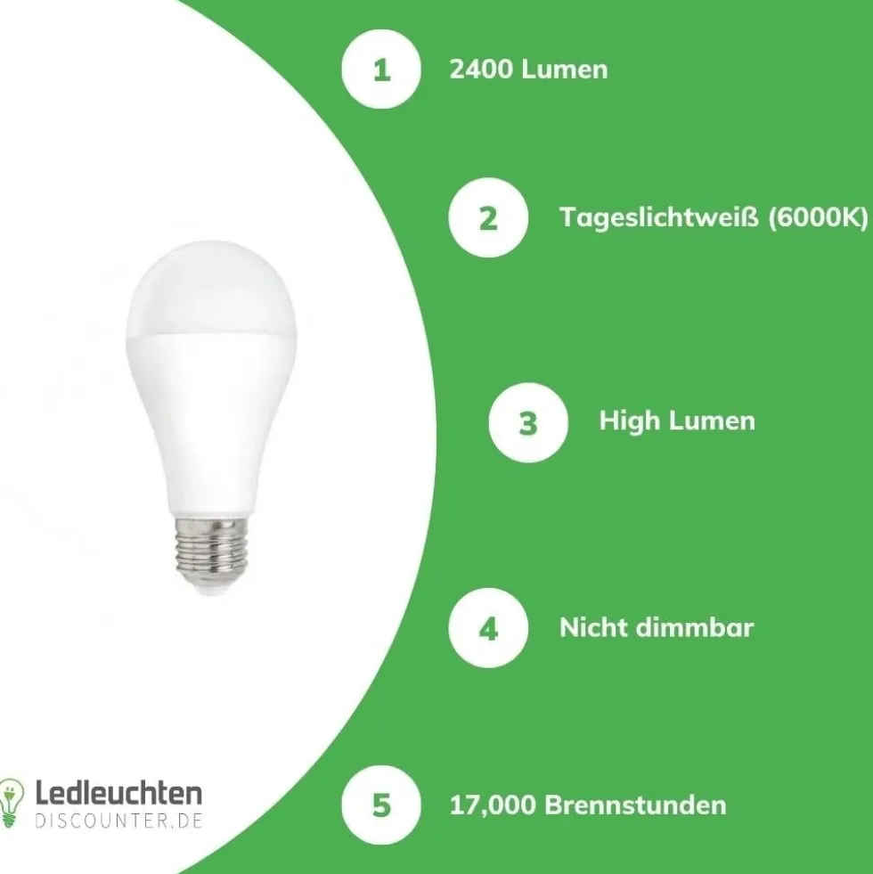 LED Lampe E27 – 20W High Lumen – 6000K Tageslichtweiß – 2400lm
