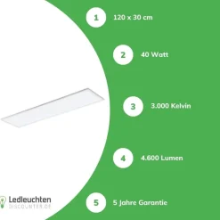 LED Panel Pro Slim line - 36W 4320Lm | 120x30cm - UGR22 Opal weiss