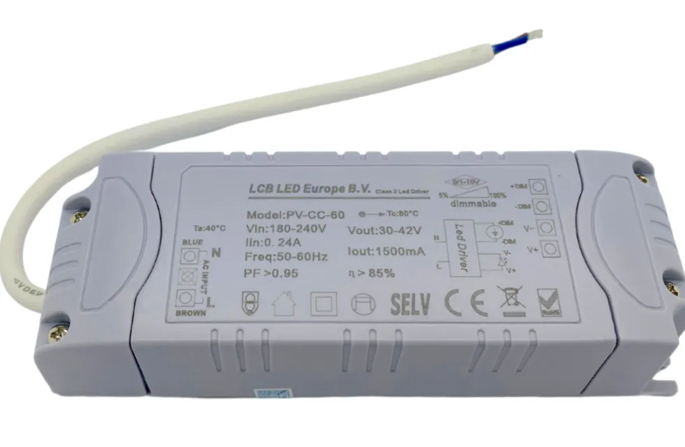 LED Panel Trafo - dimmbar 1-10V - 30-42V 1500mA - für 60W LED Panels